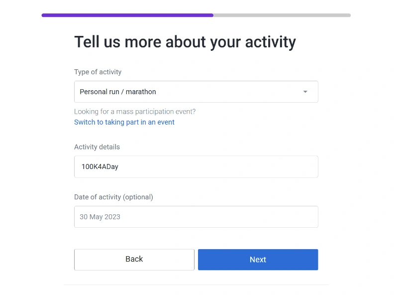 Just Giving - Activity Details